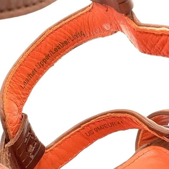 VIA SPIGA Cai Leather Platform Woven Wedge Sandals 41 9 Strappy Caged Blue Brown - Picture 10 of 10